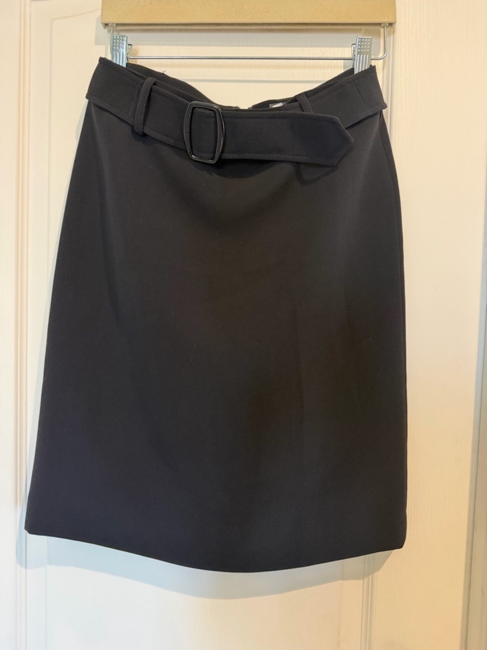 Tailored Black Belted Pencil Skirt